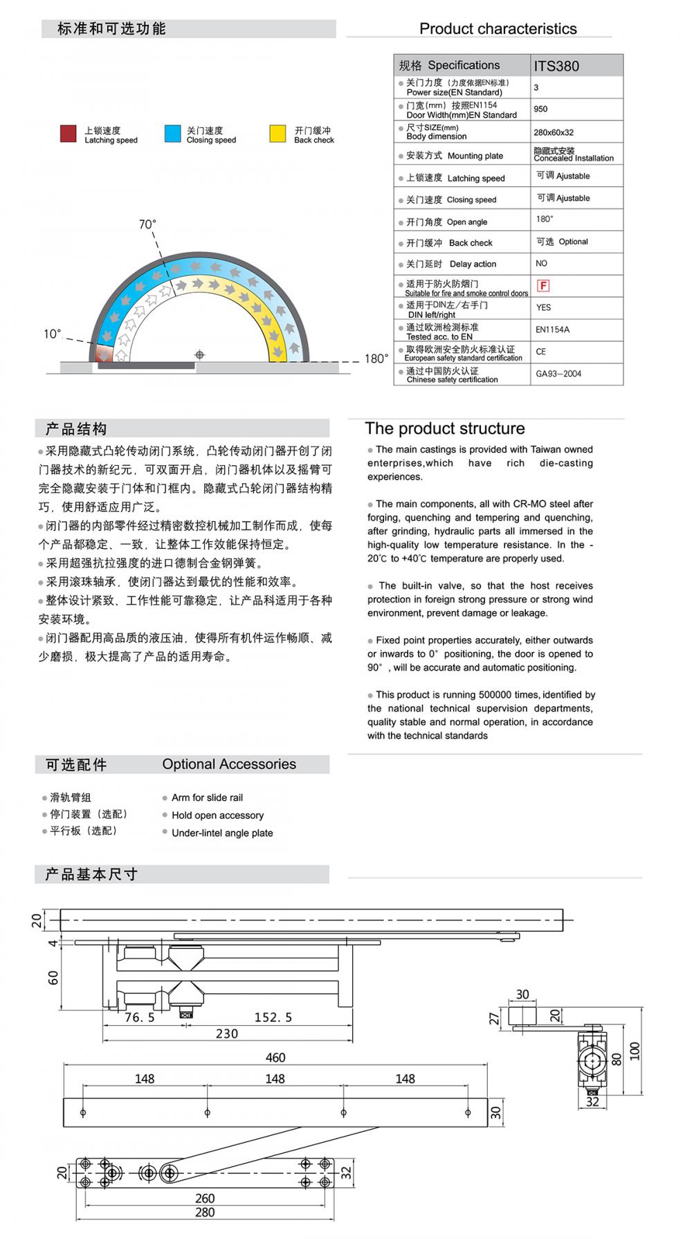 ITS380隱藏式閉門器 ITS380隱藏式閉門器